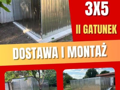 Garaż blaszany 3x5 II gatunek jednospadowy dostawa + montaż